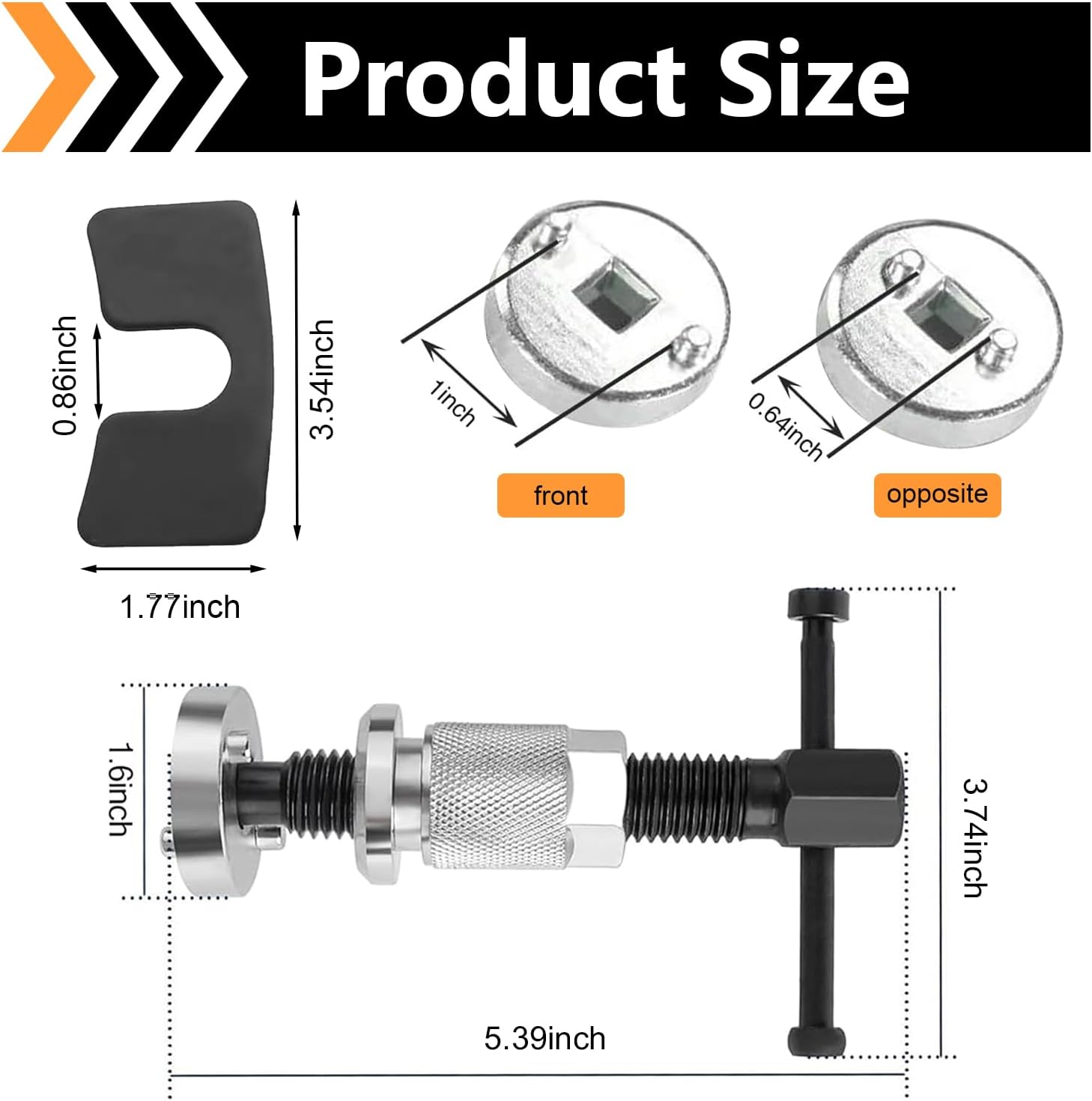 1 PC Brake Caliper Wind Back Tool Kit, Car Rear Brake Tool, Steel Brake Caliper Compression Tool, Universal Automotive Brake System Repair Accessories, for Most Cars (Silver)