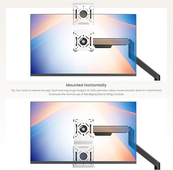 Fasgear VESA Mount Bracket for Intel NUC Extension Plate Adapter with 100x100mm and 75x75mm Holes | Monitor Arm Conversion Kit Holder Compatible with VESA Pattern for Mini PC Mounts Silver