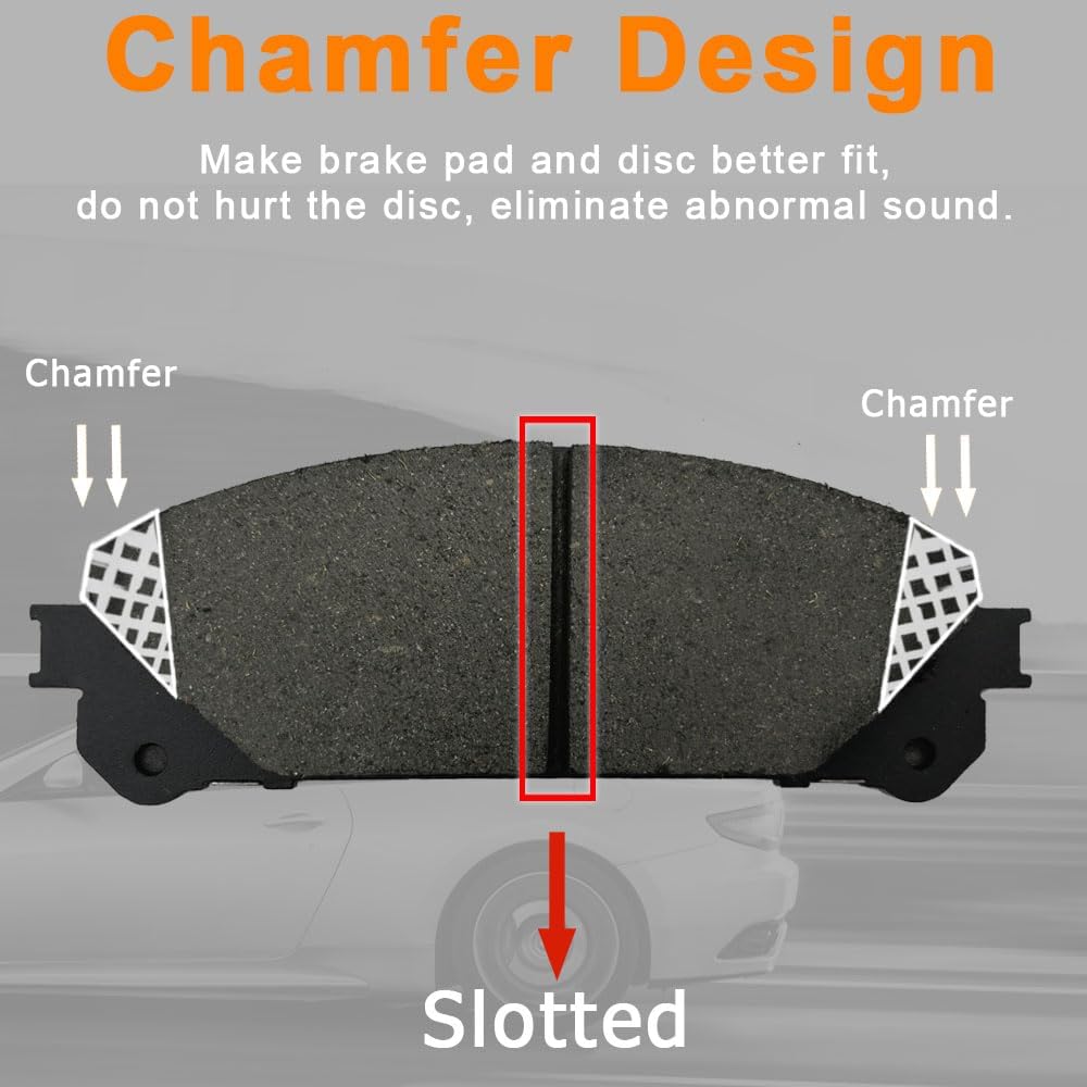 Front Ceramic Brake Pads Set With Hardware For Toyota Avalon, Camry, Highlander, Sienna, For Lexus RX350, NX200T,NX300, RX450H, NX300H, RX350L, RX450HL, Brake Disc Pad, Replaces# D1324