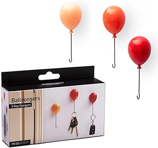 PELEG DESIGN Balloongers | Fun Balloon-Shaped Key Holder for Wall | Decorative Key Hanger Set of 3 | Key Hooks with 3 Install Options | Cute Key Holders with Metal Wire Hooks