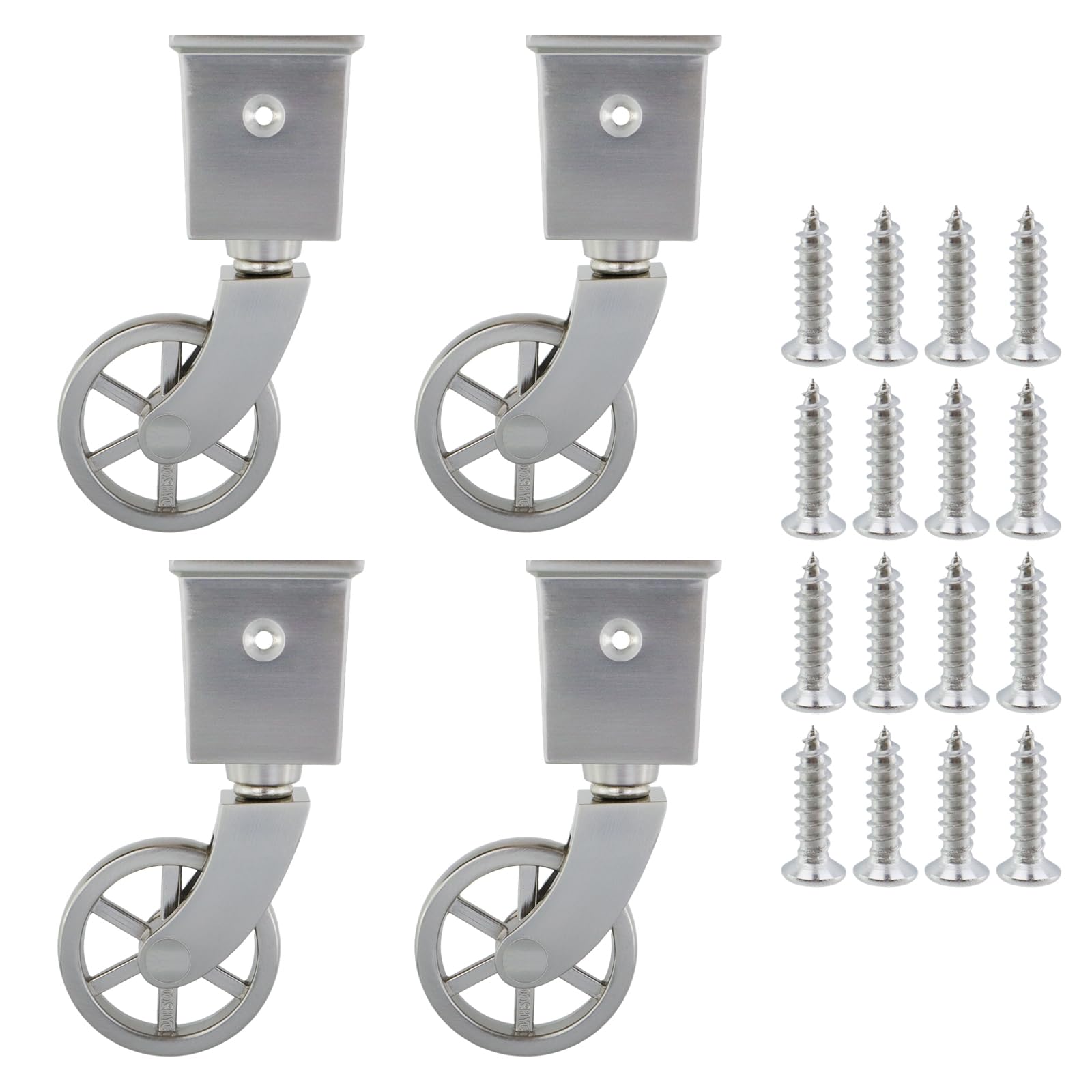 KUMGROT 2inch Furniture Wheels Square Cup Small Casters Set of 4 Moving Caster Wheels Vintage Antique Furniture Casters Desk Chair Wheels Replacement