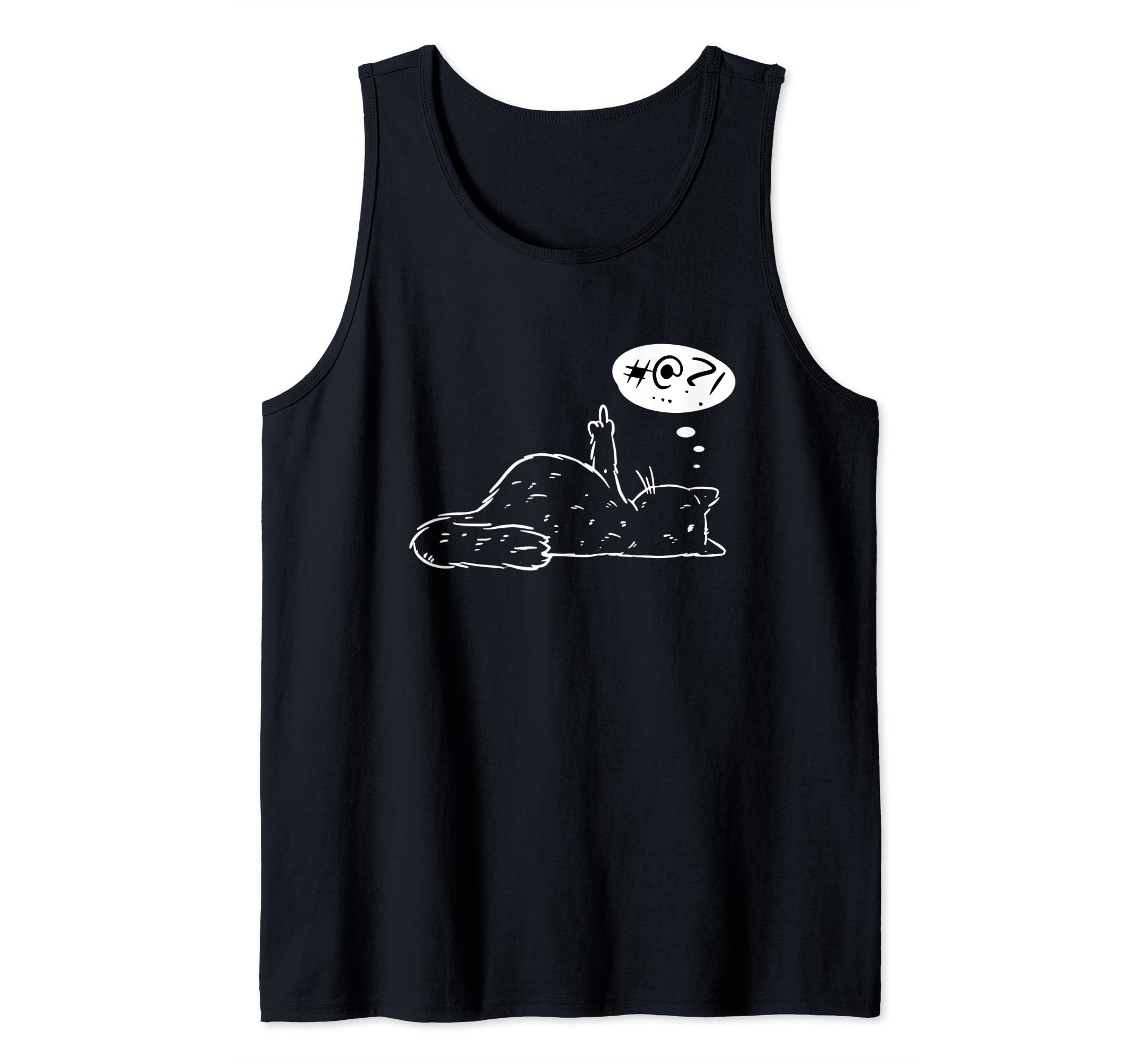 Grumpy Stubborn Cat Middle Finger Cat Kitty Curse Black Cat Tank Top