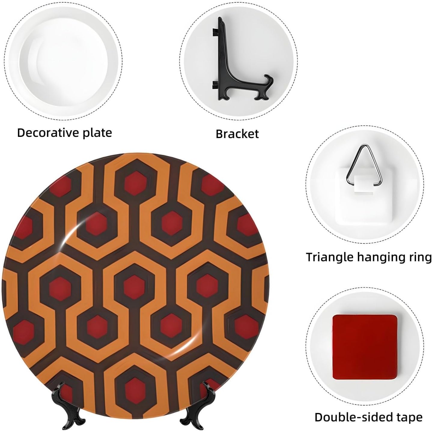 Bone China Decorative Plates with Display Stand Ceramic Hanging Plate 6in image 4