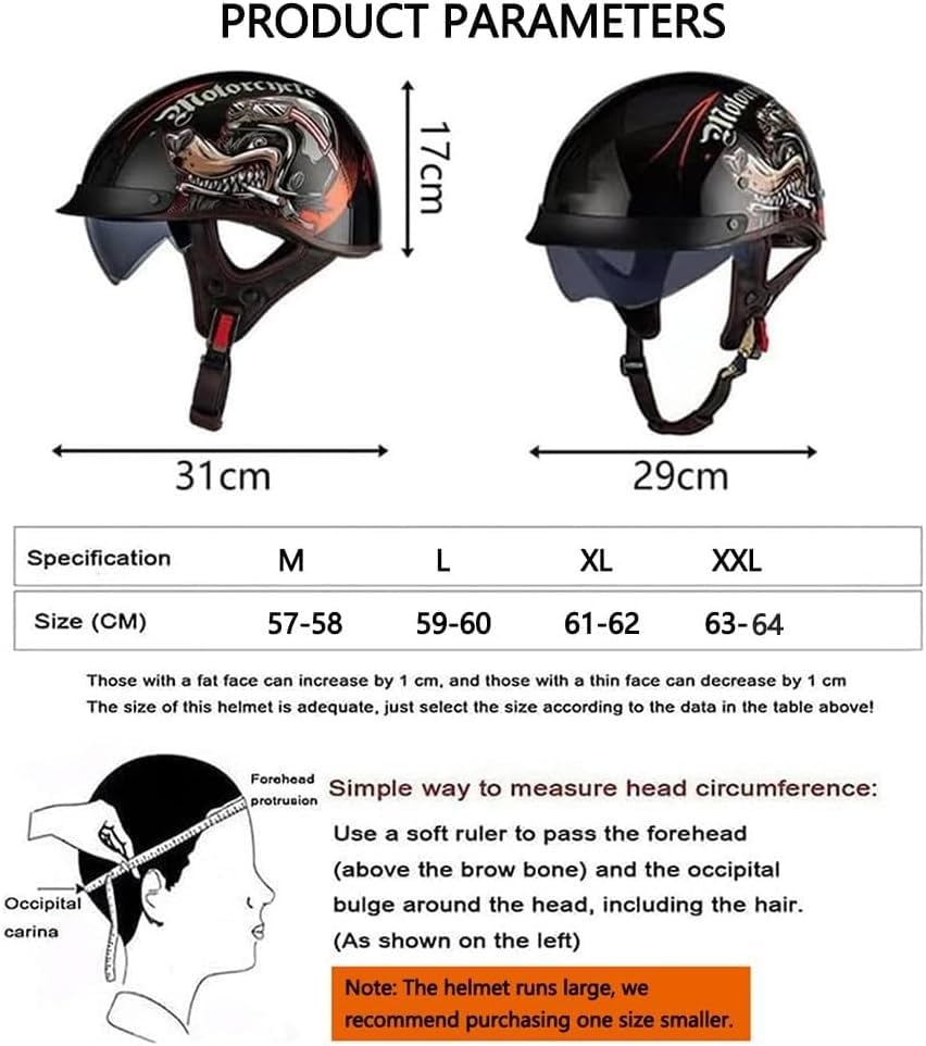 Casque Jet Demi-Coque moto scooter cyclomoteur rétro ECE DOT - 6