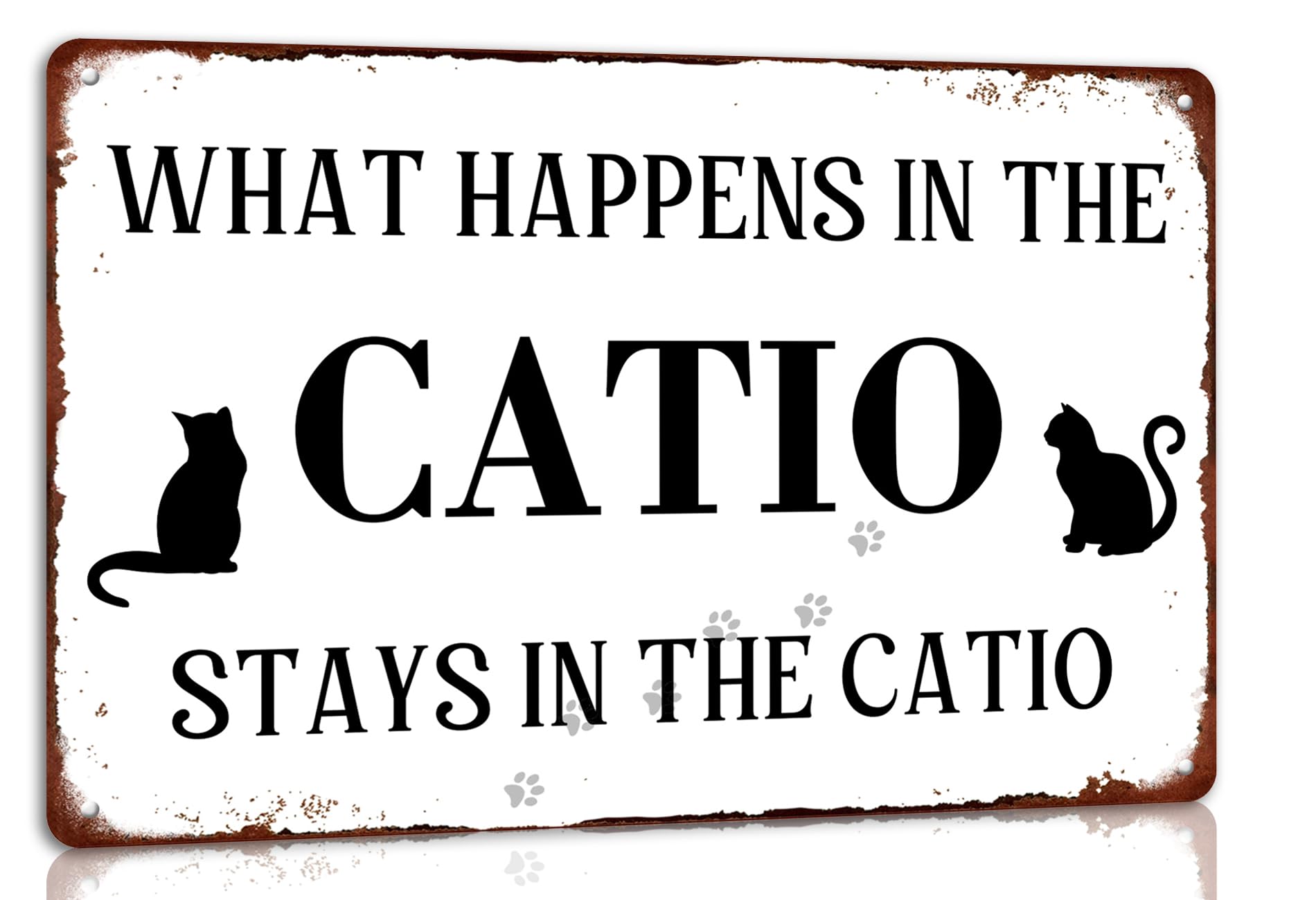 Tvdegse Sign-13 Cat Lover Sign What Happens In The Catio Stays In The Catio Metal Tin Sign For Home Farmhouse Wall Decor Vintage Poster Funny Cat House Sign 8X12 Inch