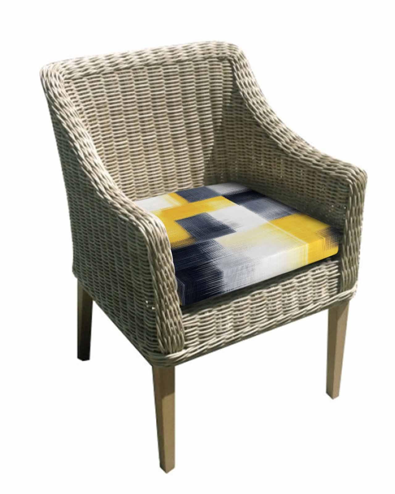 2 Pack Abstract Yellow Black Waterproof Cushion Covers with Ties, Outdoor Patio Chaise Lounge Chair Seat Cushion Slip Covers Replacement(Only Cover) Vintage Geometric Oil Painting Art 22