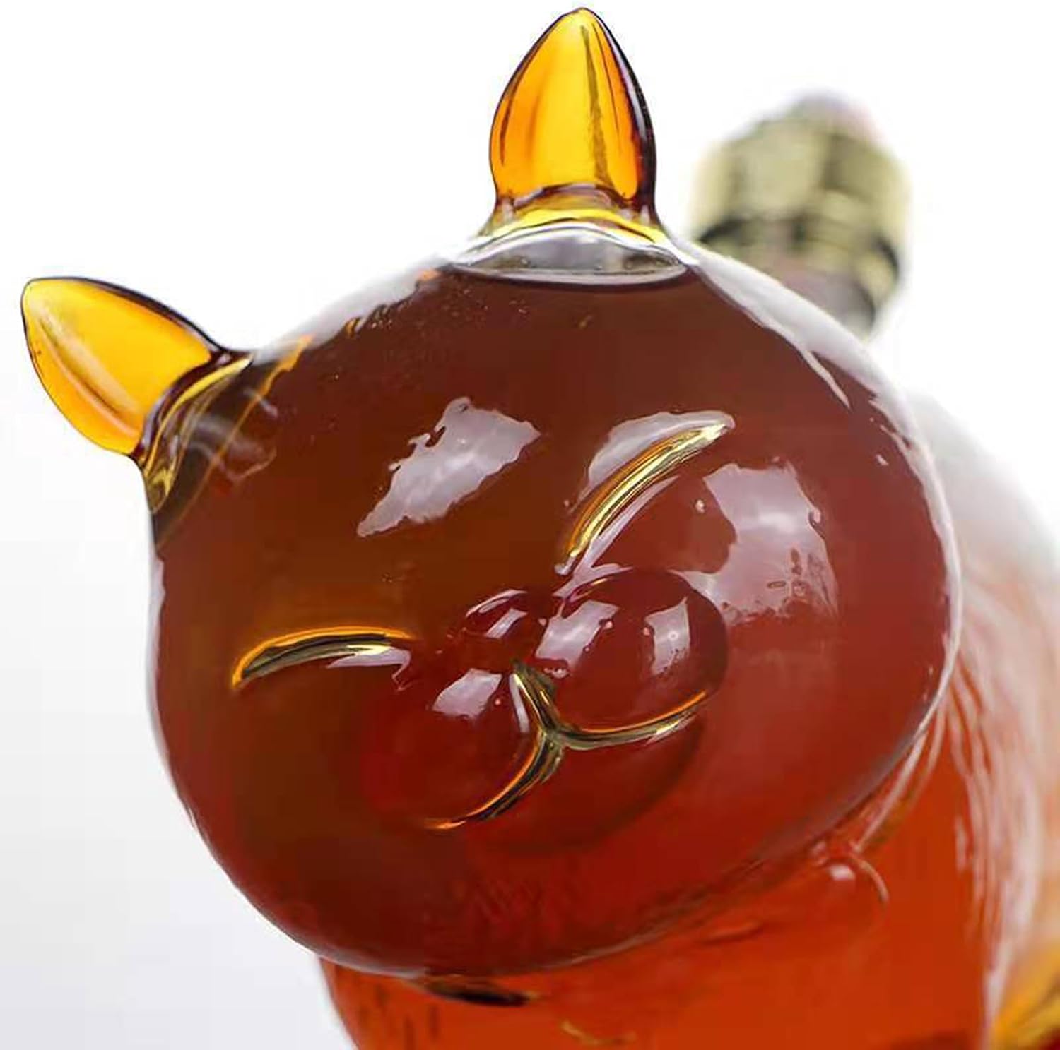 猫 ウイスキーデキャンター、鉛フリーガラスキャットウイスキーボトル、750ML酒デキャンター、密封されたワインストッパー付き、ウイス 【笠間】