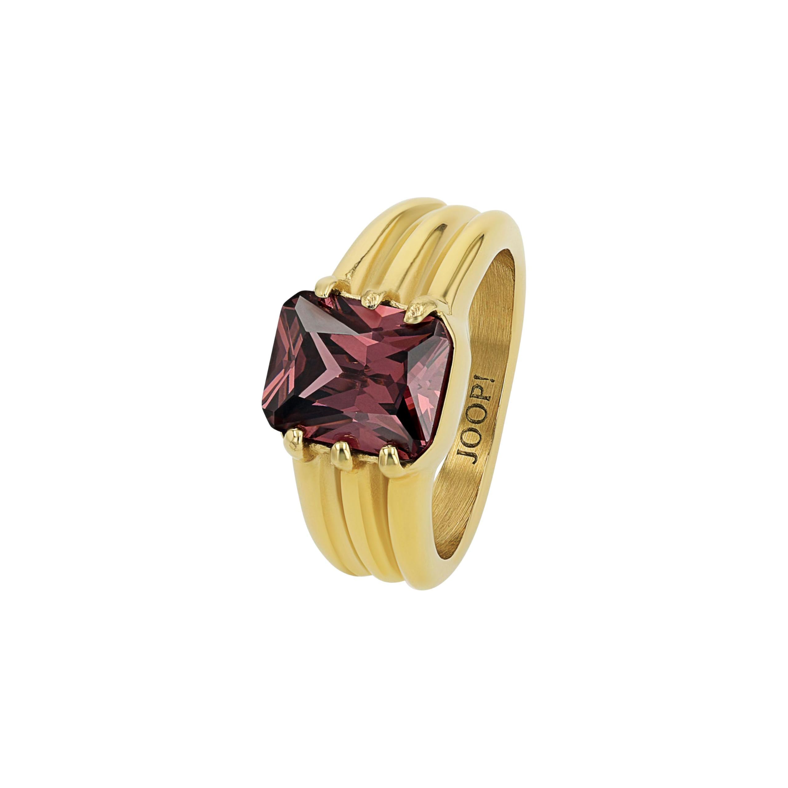 JOOP! Ring für Damen, Edelstahl, 11 mm, mit Zirkonia, gold, Geschenkidee, kommt in Schmuck Geschenk Box
