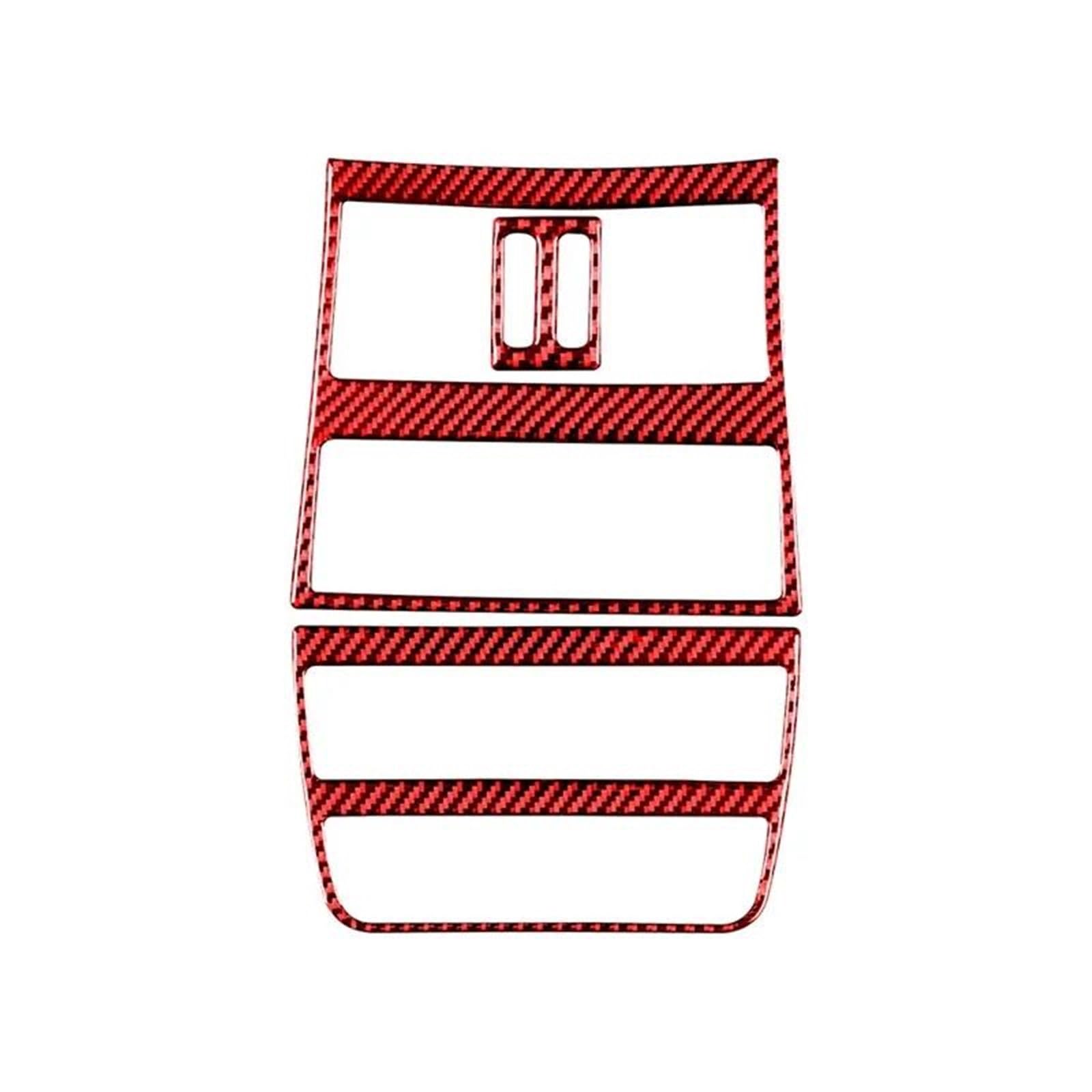 for 5 Series F10 F18 2011-2017 Carbon Fiber Interior Car Rear Exhaust Vent Decoration Frame Trim Cover Stickers(Red)