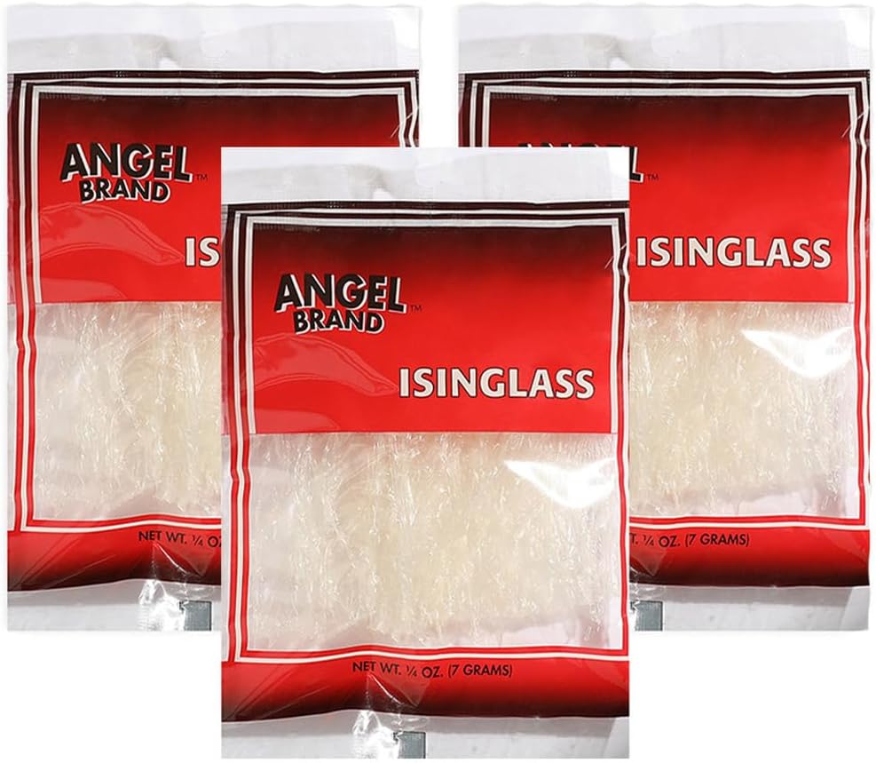 Angel Brand Isinglass 0.25 oz Pouch Pack of 3 - Sourced from Red Sea Algae - Agar Agar Primarily used as a thickening agent in soups, jellies, custards, and ice creams