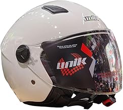 SpiritMoto Unik Astro Open Jet Motorcycle Helmet Motorcycle Scooter Moped Men/Women Airflow Micrometric Closure Removable Approved – Gloss White, Size XL
