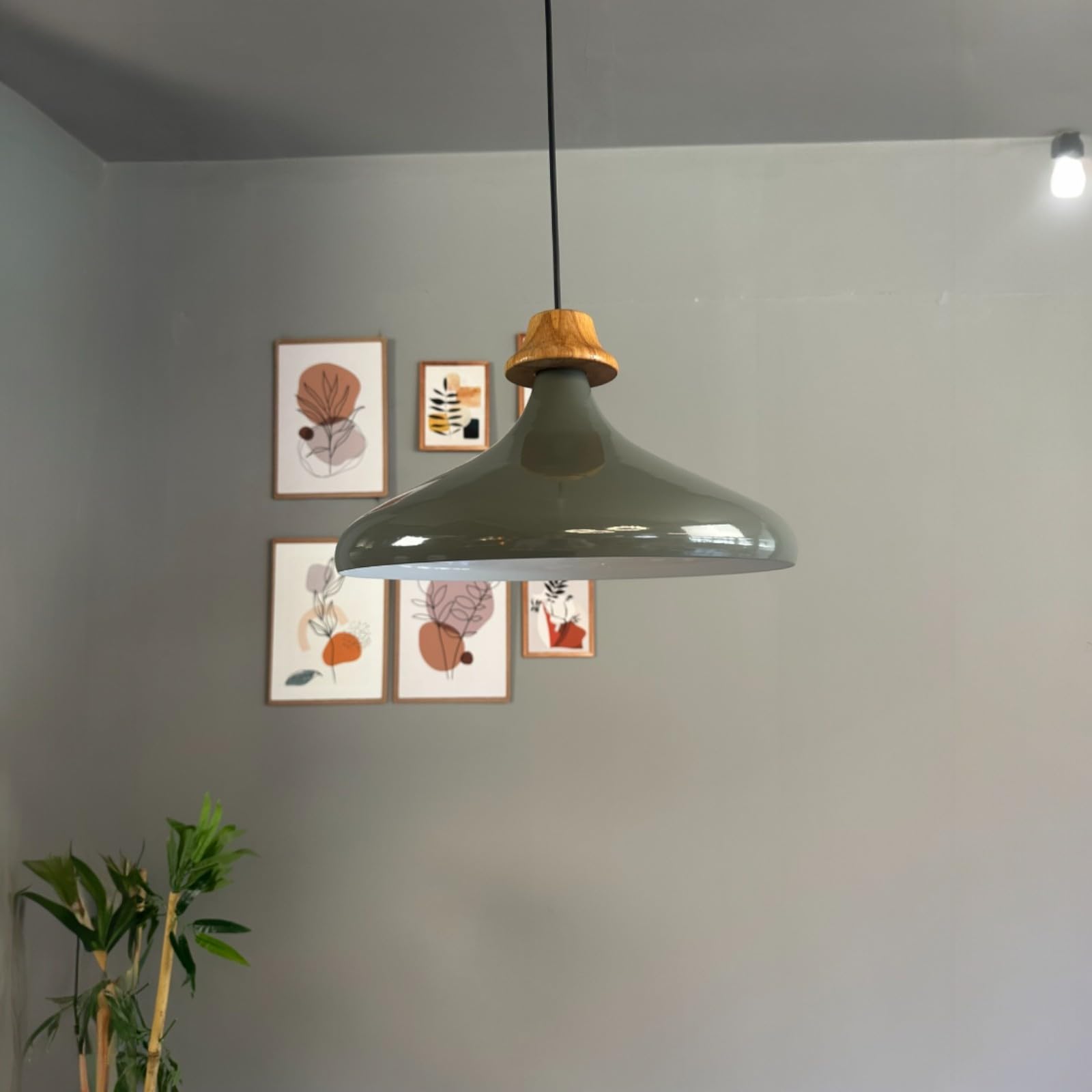 bamyum Champion Hängelampe Ø35 cm, Pendelleuchte Vintage, Industrial aus Metall E27, Wohnzimmerlampe Hängend, Esstisch, Küchenlampe Anthrazit