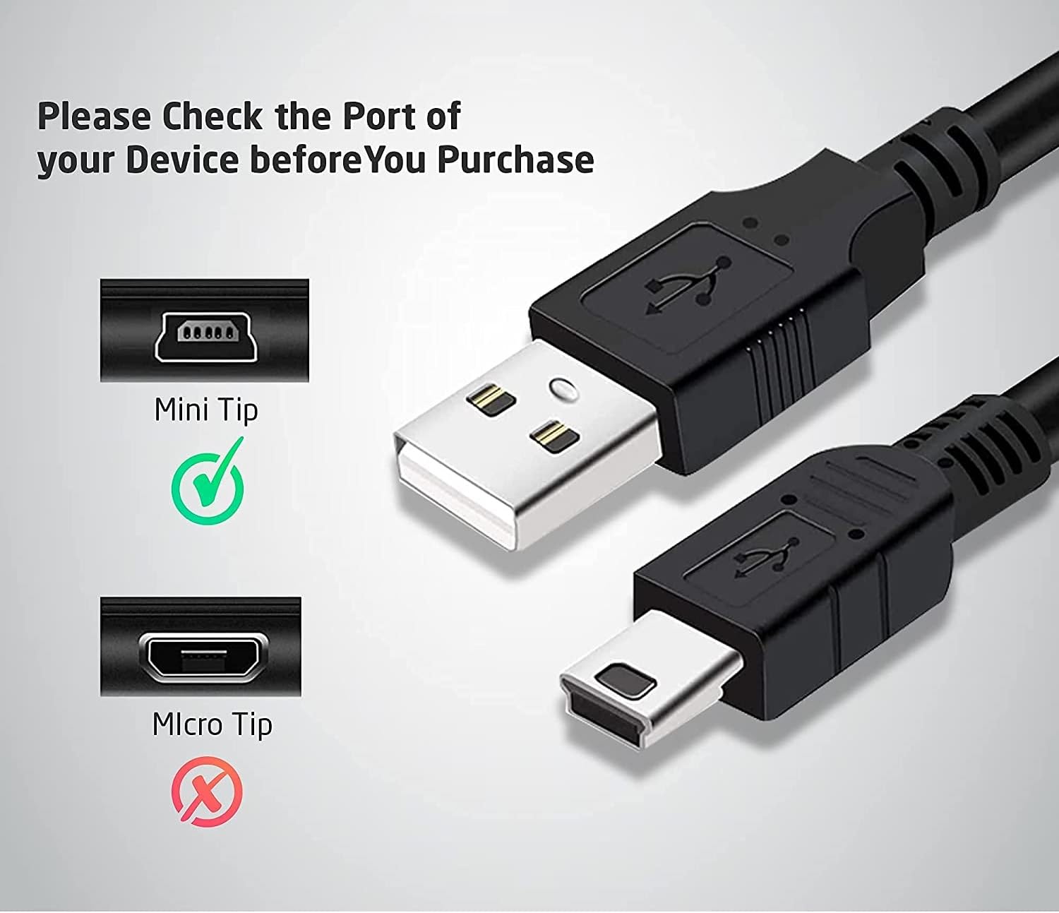 Mini-auf-USB-Kabel, 3 m, langlebiges Schnellladekabel, kompatibel mit GoPro, Snowball iCE, USB-Mikrofon, Garmin GPS, PS3-Controller, 3 m, 10 Stück