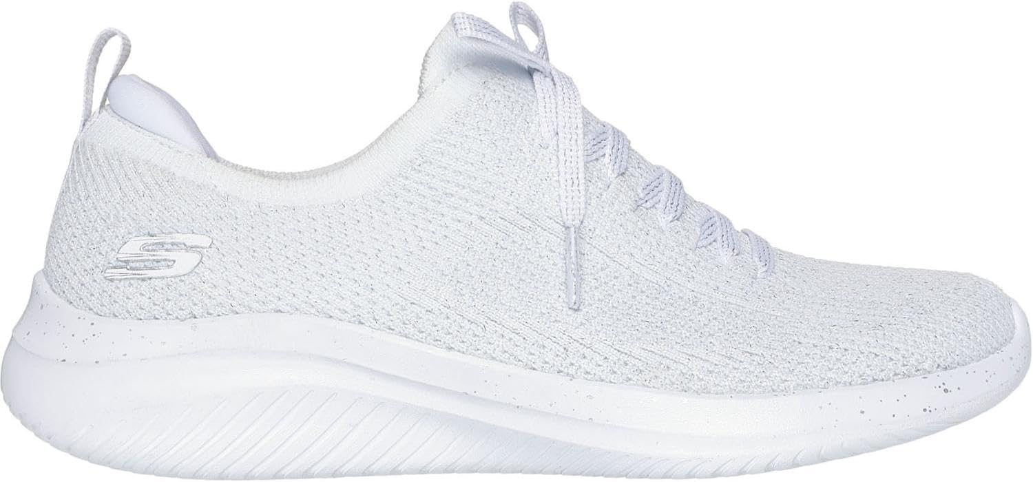 Skechers - Womens Ultra Flex 3.0 - Elegant Night Sneakers, Color White/Silver, Size: 6.5 M US
