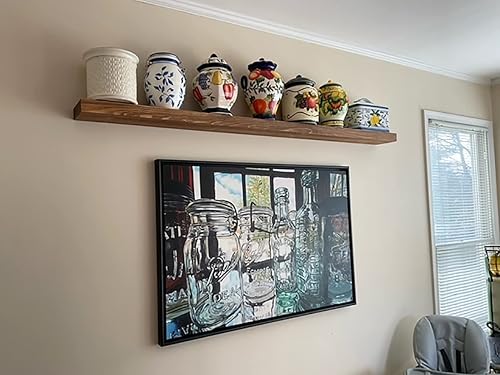 Vista 93 de joelsantiques - Estante rústico y contemporáneo con soportes, pino macizo, hecho a mano en Estados Unidos, 2 pulgadas de grosor x 8 pulgadas de Gris