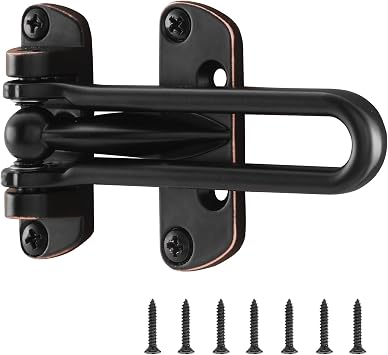 WellMade Swing Bar Door Lock Latch,Door Security Latch for Kids Safety and Home Security, Reinforcement Door Latch Guard ClaspOil Rubbed Bronze,1 Pack