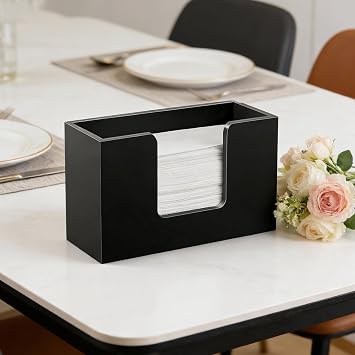 Napkin Holder, Tissue Holder Black Paper Towel Dispenser Countertop Napkin Dispenser for Kitchen Bathroom Rectangular