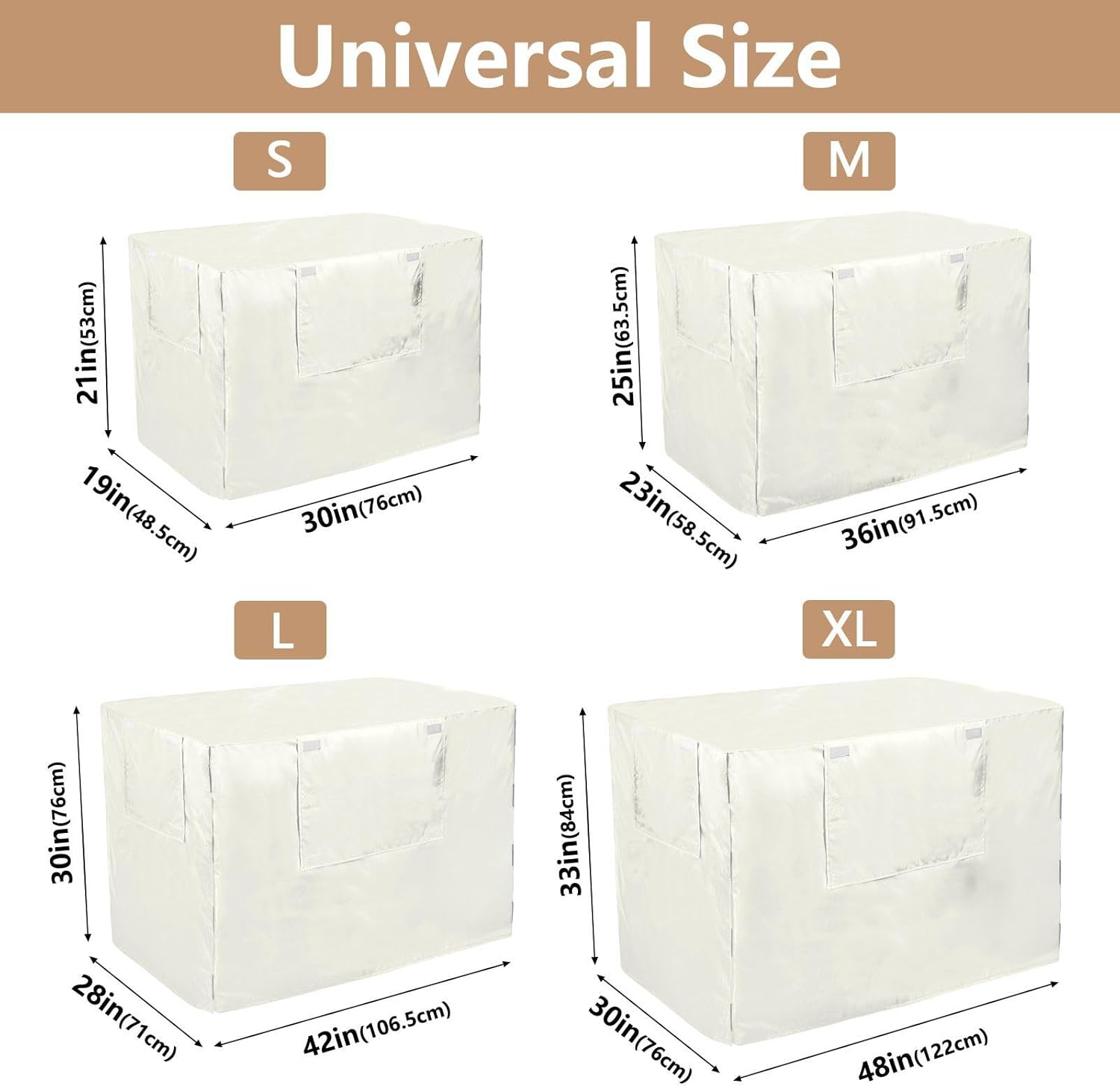 Ivory Dog Crate Covers Fixed Buckle at Bottom, Pet Kennel Cover with Mesh Windows, X-Large