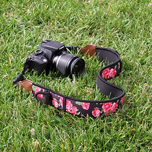 Usa Gear Trueshot Camera Strap With Floral Neoprene Pattern , Accessory Pockets And Quick Release Buckles - Compatible With Canon , Nikon , Sony And More Dslr , Mirrorless , Instant Cameras #TOP2