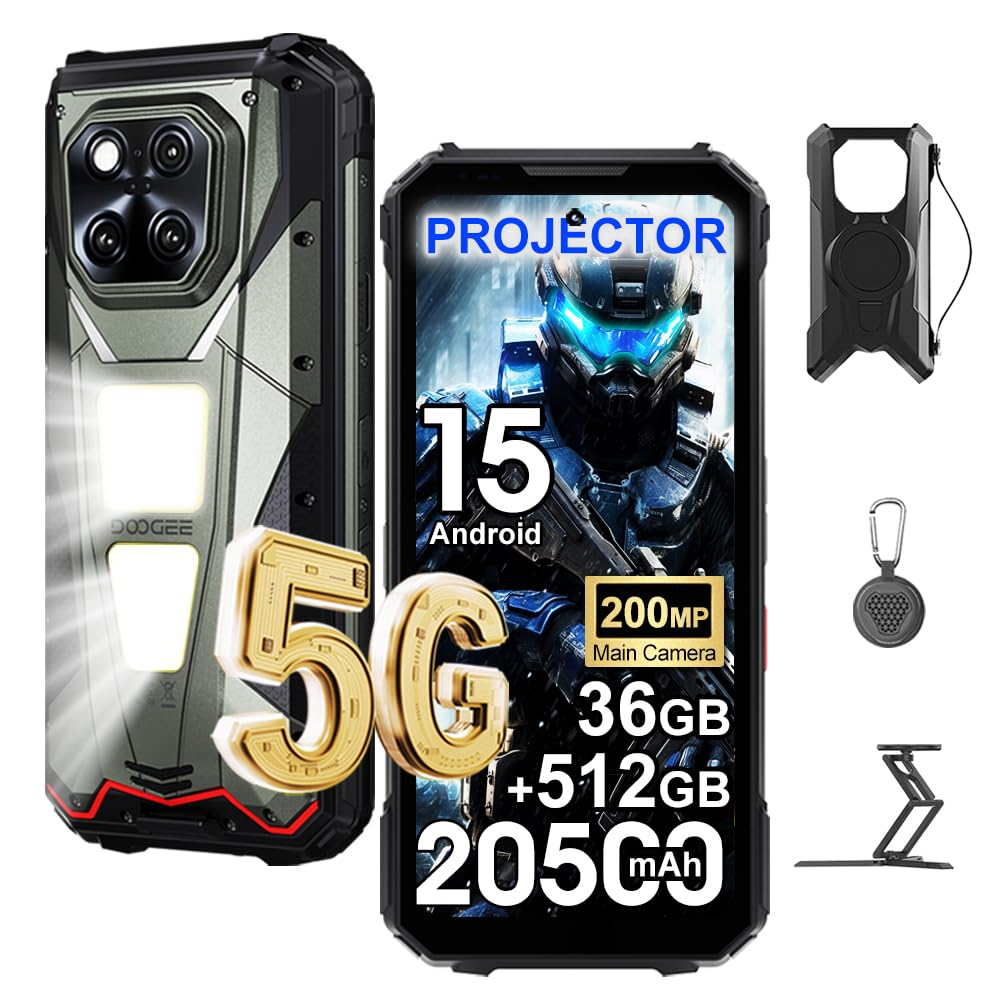 V Max Play VIP 5G Rugged Smartphone with Projector, 36GB+512GB/2TB, 20500mAh 45W Android 15 Unbreakable Phone, 6.78'' FHD+ 120Hz, 200MP+20MP AI Camera, 1200LM Camping Light Gray