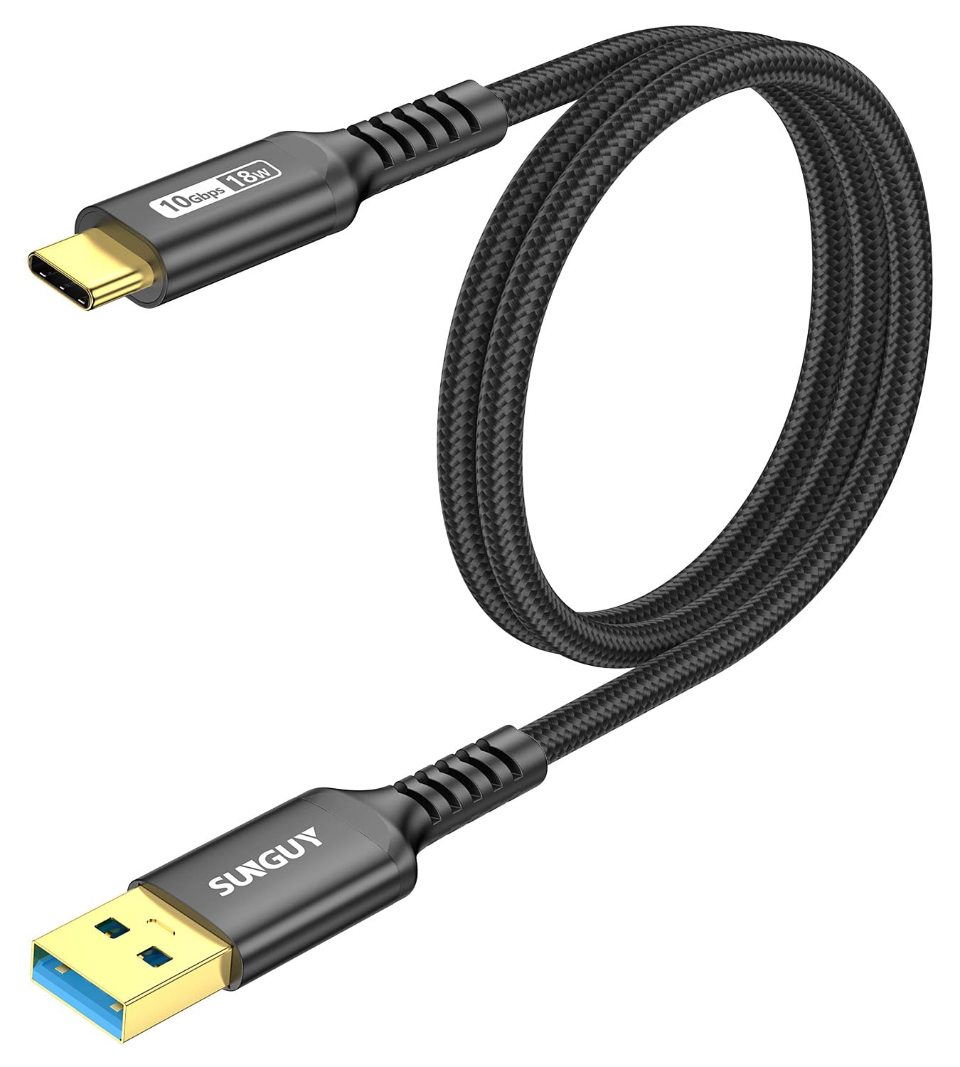 SUNGUY Cavo USB Type-C, 0.6m 10 Gbps Cavo USB C a USB Compatibile con iPhone 16/15 Pro Plus Max, Galaxy S21A52, Redmi Note 11, SSD, Google Pixel 8/8 Pro, MacBook Pro 2020, Android Auto - Nero