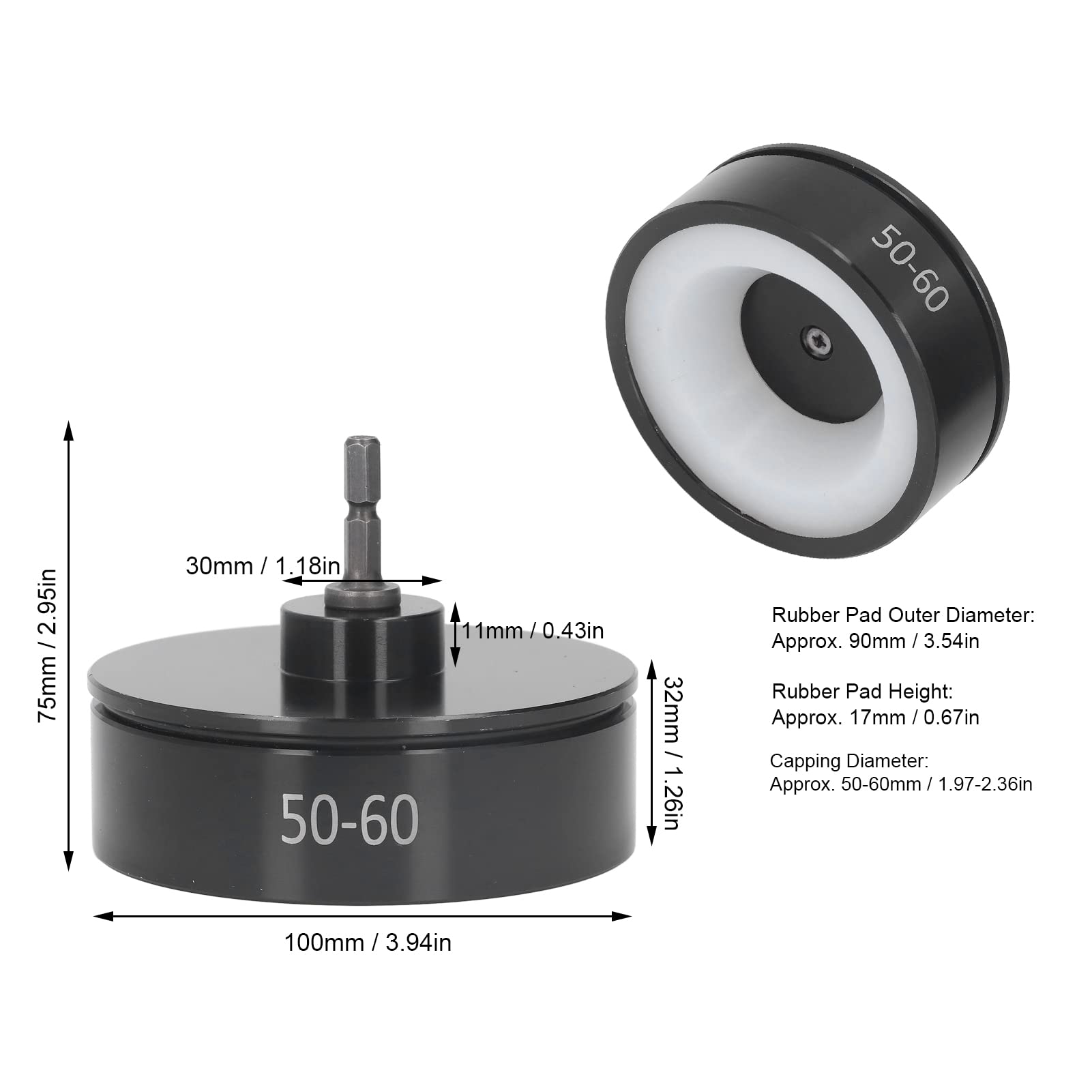 Tyenaza Máquina de Sellado de Tapas Eléctrica, Máquina de Tapado de Botellas de Mano de 50 a 60 MM, Máquina Taponadora de Botellas Automática de Pegamento de Metal e Mano, para Tapar Diámetro 50-60 MM