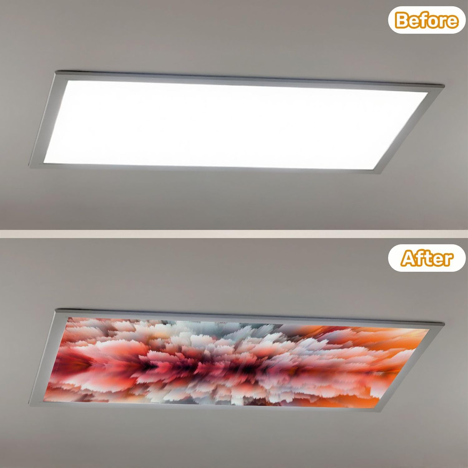 Fluorescent Light Covers for Ceiling Lights Magical world Abstract Landscape surreal lake reflections art Easy to Install Magnetic Light Filter for Classroom Office Hospitals School Home Decor