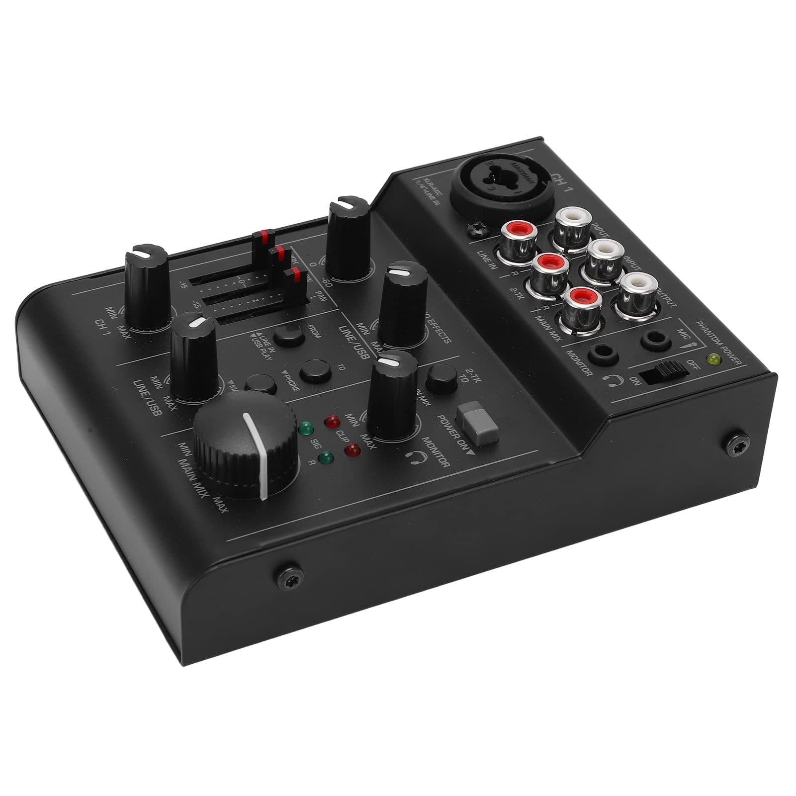 Acouto Kompaktowy Metalowy Mikser Cyfrowy Kontroler Miksera do Nagrywania na żywo z Efektami Zasilacz USB z Odpornym Mikserem Cyfrowym min. Kontroler Miksera AudioCyfrowy Mikser Dźwięku na żywoLive