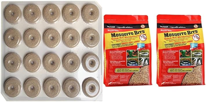 Summit...responsible solutions 155 Summit 100 Count Mosquito Dunk, Natural & Summit Responsible Solutions Mosquito Bits - Quick Kill, 60-Ounce 2 Pack