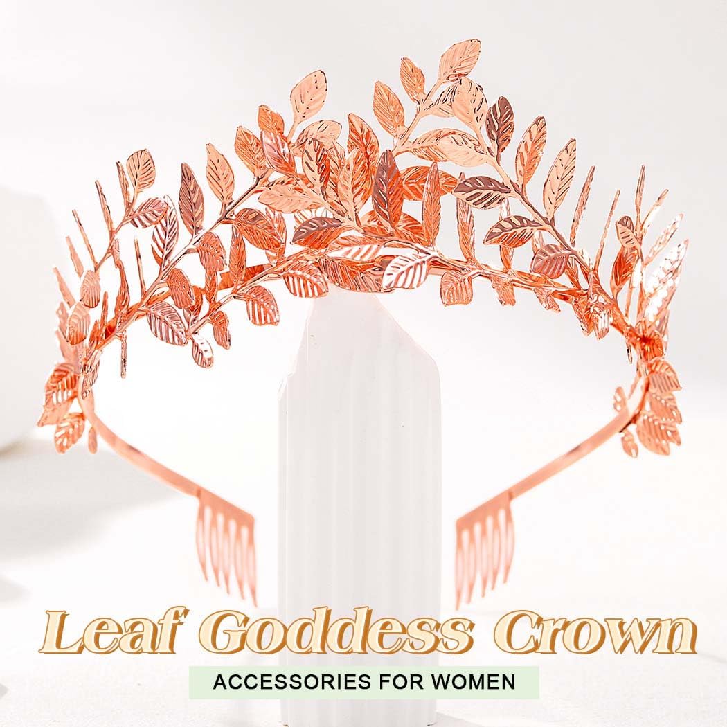 JEAIRTS Gold Leaf Crown Greek Goddess Accessories for Women