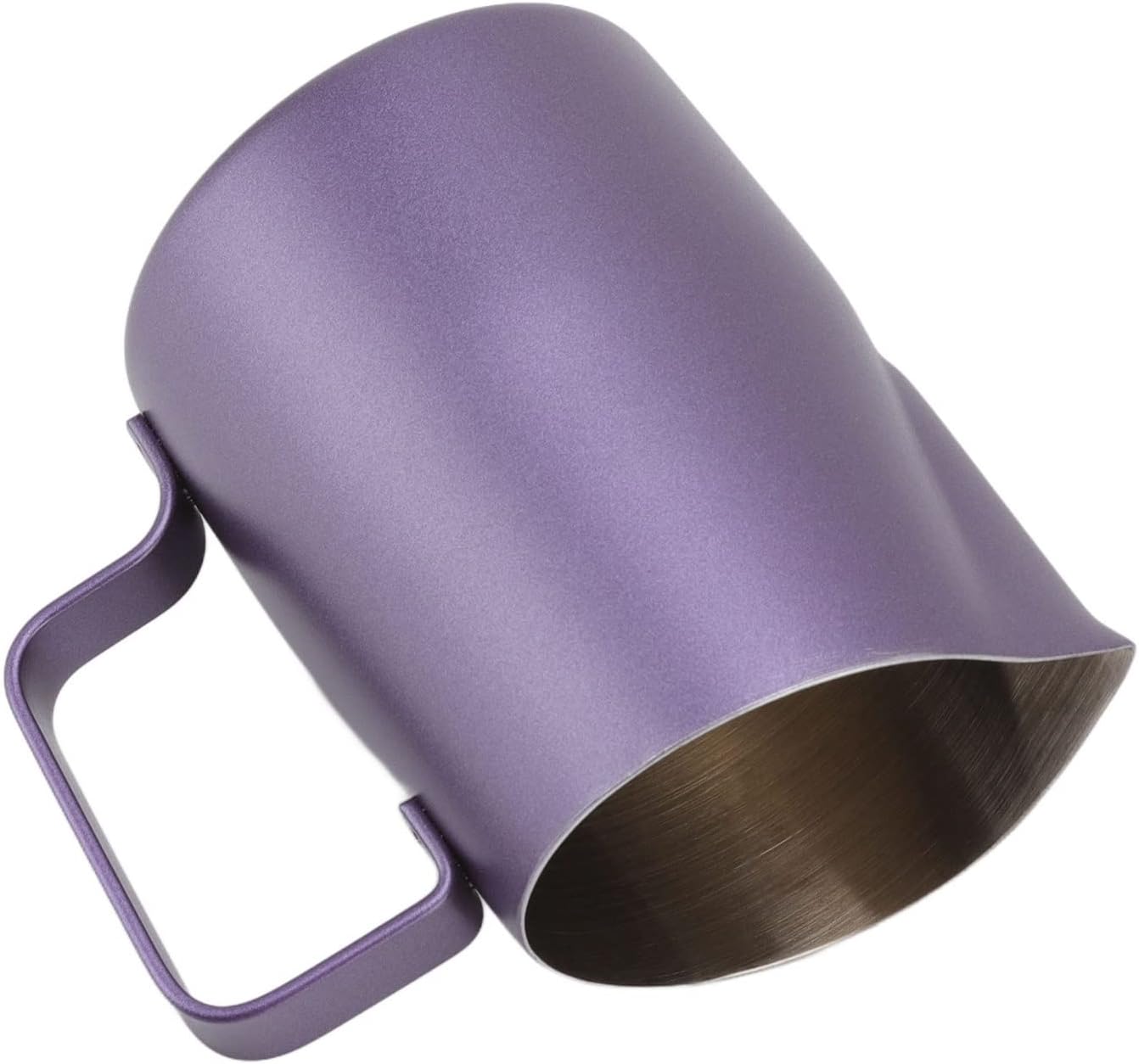 Milk Frother Cup, Stainless Steel Incisive Mouth Profession Milk Frothing Pitcher Coffee Jug for Coffee Shop Purple, Water, Juices, Batter Mixes (600ML)