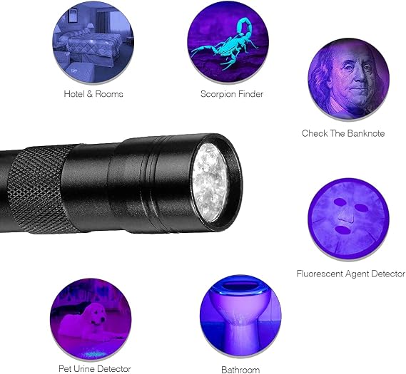 UV Ultra-Violet 12 LED Flashlight Blacklight Light 395 nM Inspection Lamp Torch