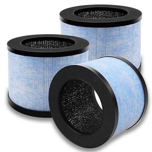 MK01 Lot de 3 filtres HEPA de rechange compatibles avec AROEVE MK01 MK06, MG01JH, Kloudi DH-JH01, POMORON MJ001H, Elechomes EPI081/EP1081, Intelabe EPI080/EP1080 Air Puri-fier, 3 pièces