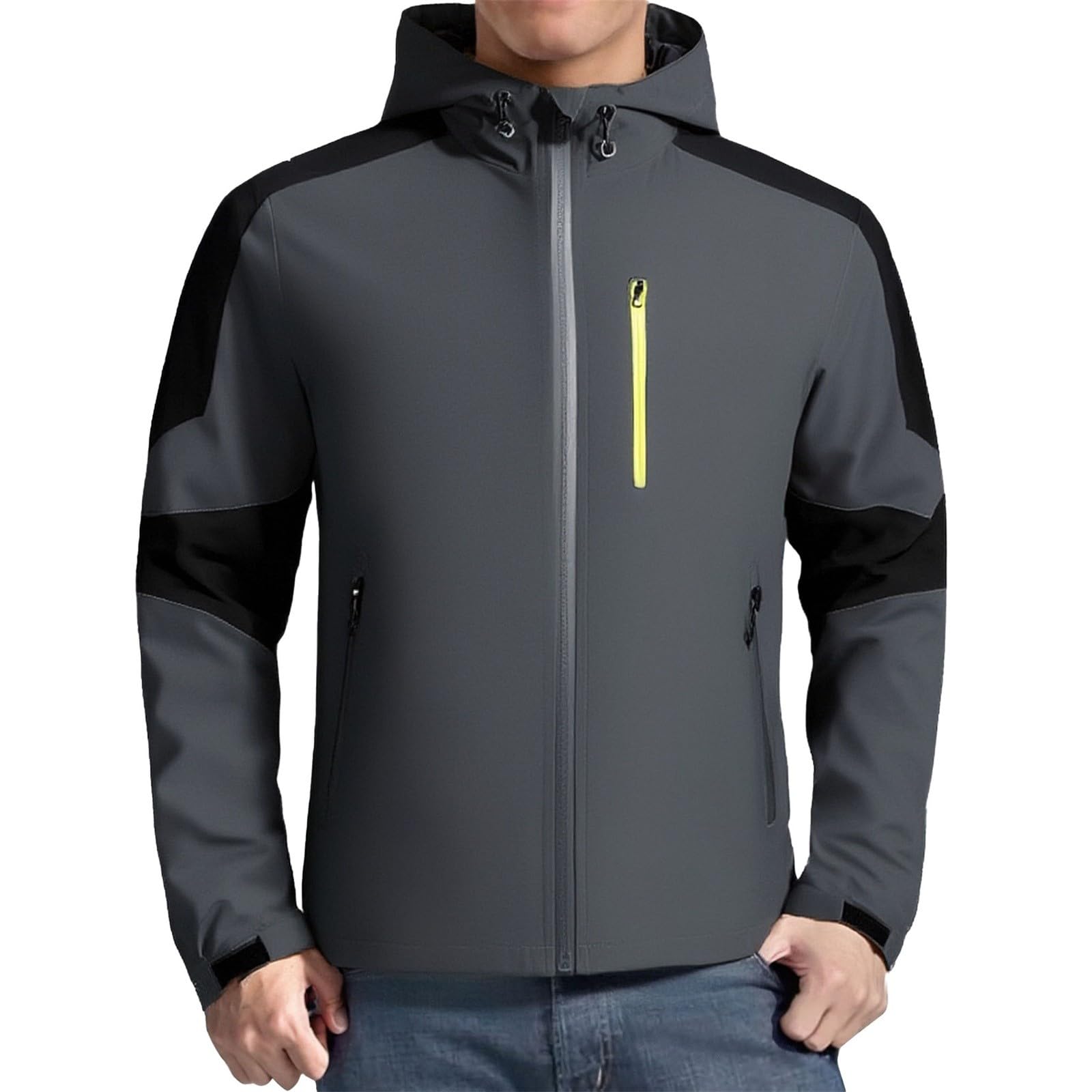 Generico Giacca Antivento Uomo Softshell Sportiva con Collo Alto per Moto ed Escursioni Avventurose Impermeabile Traspirante Leggera Jacket