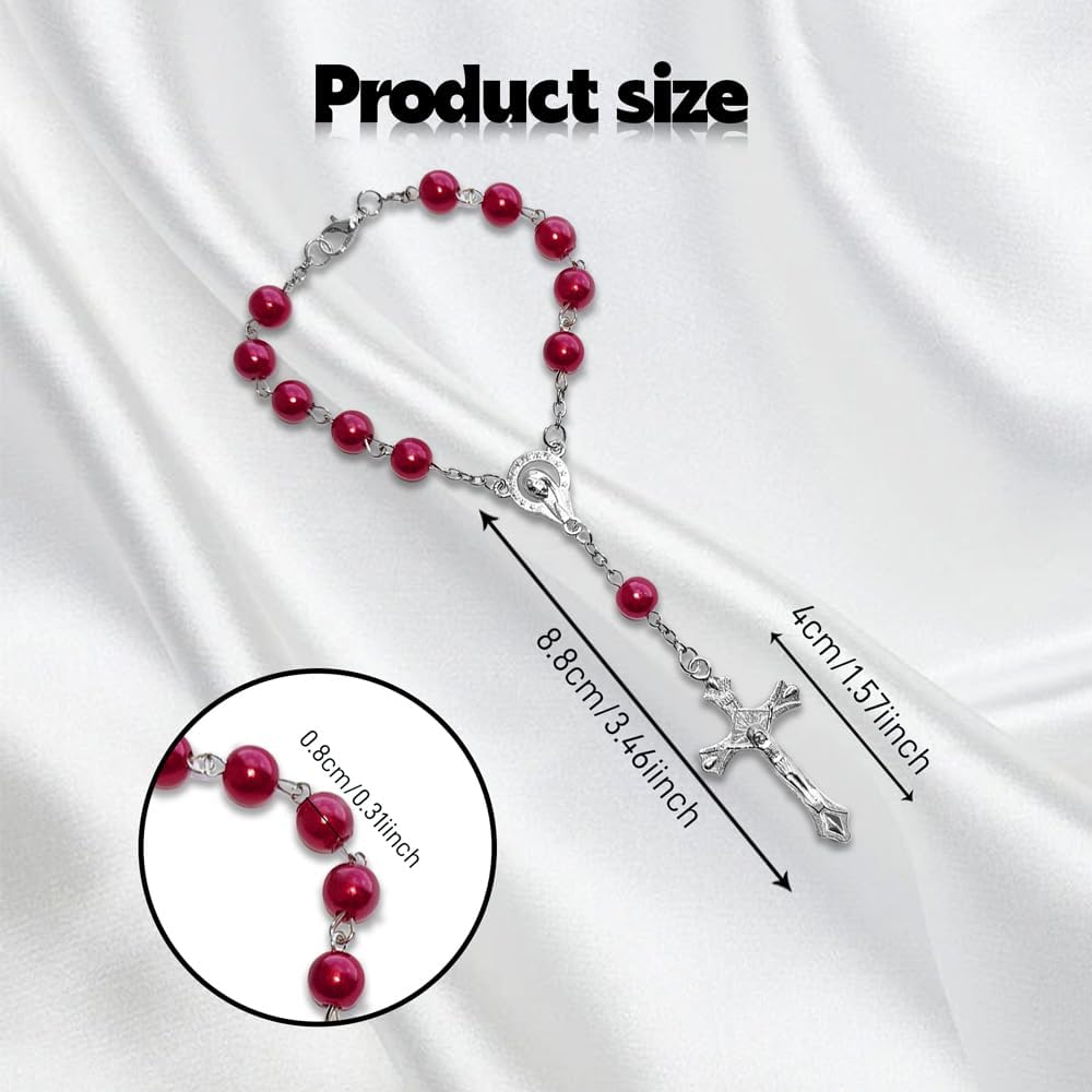 Zufoty 2 Pieces Car Rosary Rearview Mirror Auto Rosary Religious image 2