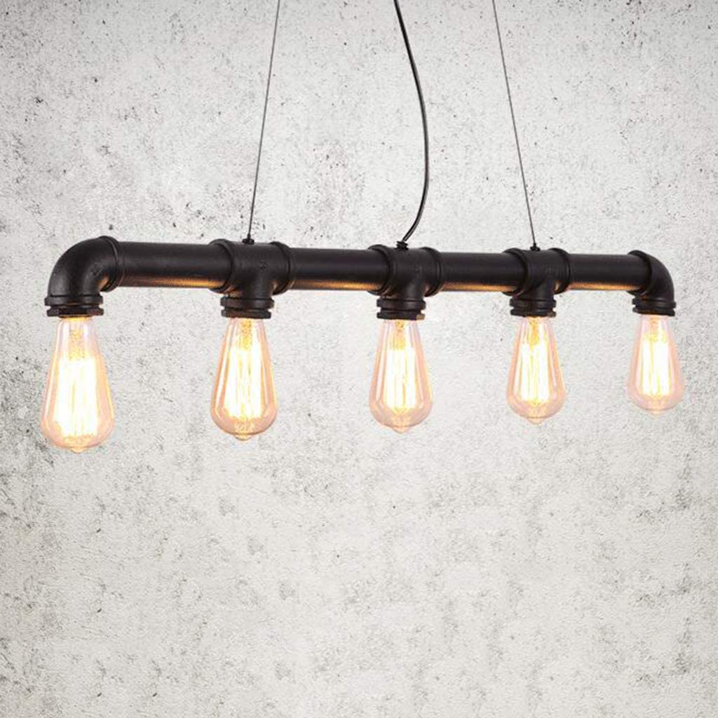 Candelera de Pipa de Agua Creativa Tienda de Ropa Industrial Restaurante Cafetería Metal Araña de Hierro Forjado 5 Heads E27 Decoración Candelier, B