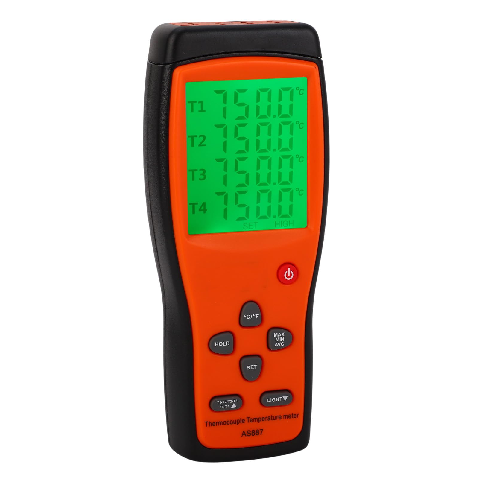 AUNMAS Termómetro Digital de 4 Canales, Material ABS, Medición Precisa de Temperatura -200 a 2501 ℉ para Aplicaciones Automotrices y HVAC