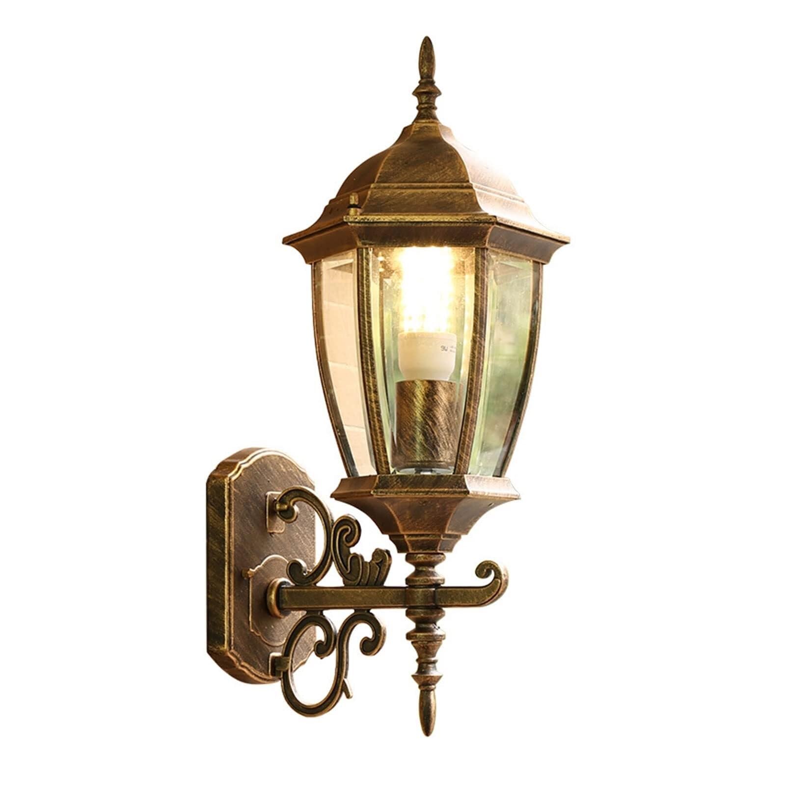 Outdoor Wall Lights Vintage Outdoor Wall Light Waterproof Glass Lamp Aluminum Exterior Sconces for Porch Hallway Courtyard Durable Porch(Bronze)