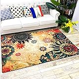 MeMoreCool Boho Area Rugs Retro Floral Home Living Mats Protective Decorative Carpets 1PC 39 X 59 Inch
