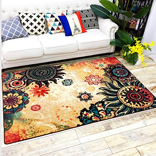 Modern Boho Retro Style Abstract Living Room Floor Carpets, Non-Skid Indoor/Outdoor Large Bohemian Distressed Area Rugs, 39