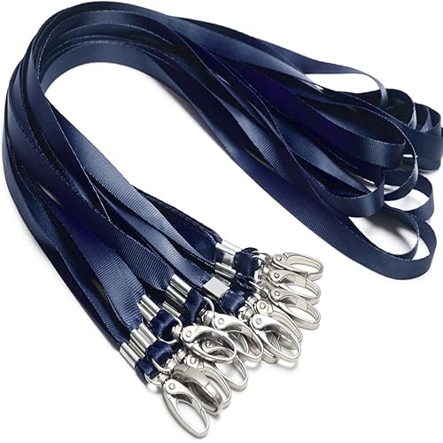 Lanyards Bulk Lanyards for Id Badges (50 Pack/Each 17.7-Inch) Lanyard Clip Durably Woven Badge Lanyard with Clip Swivel Hooks (Navy)