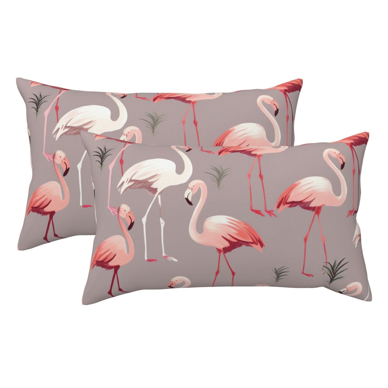2 Pack King Pillow Cases with Hidden Zipper, Soft Breathable Pillow Covers for Hair and Skin, Pink Flamingo Pattern Pillowcases 20"x36" Bed Pillow Protectors Cover for Sleeping Gifts
