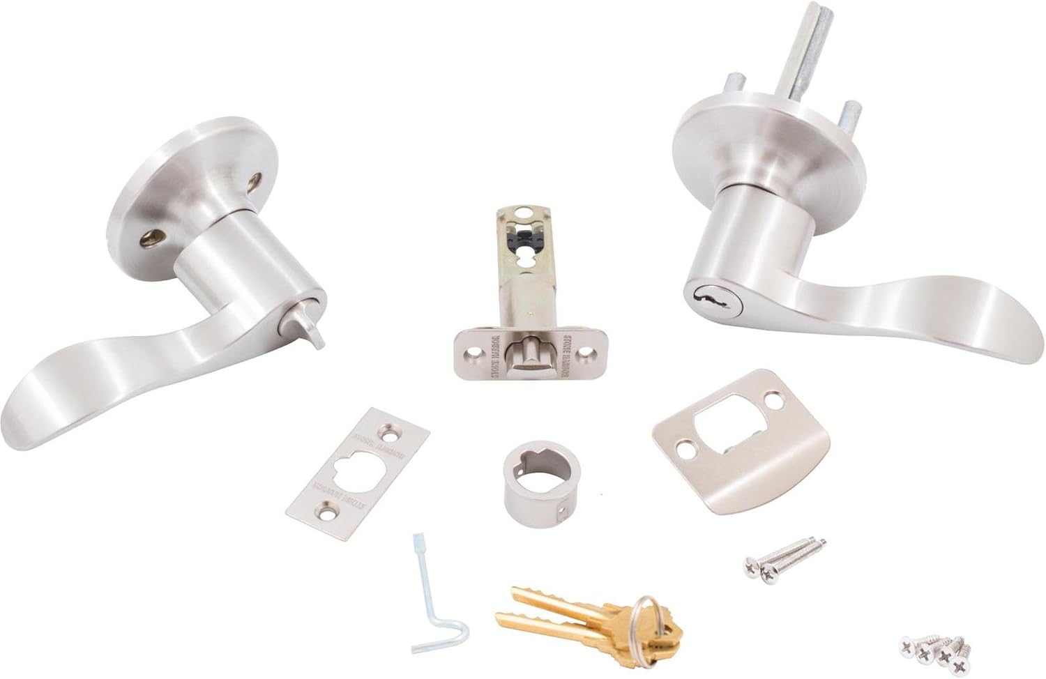 Harbor Hardware ビーバートン ドアレバー、エントリーラッチ、SCキー溝、サテンニッケル 【エントリキー】