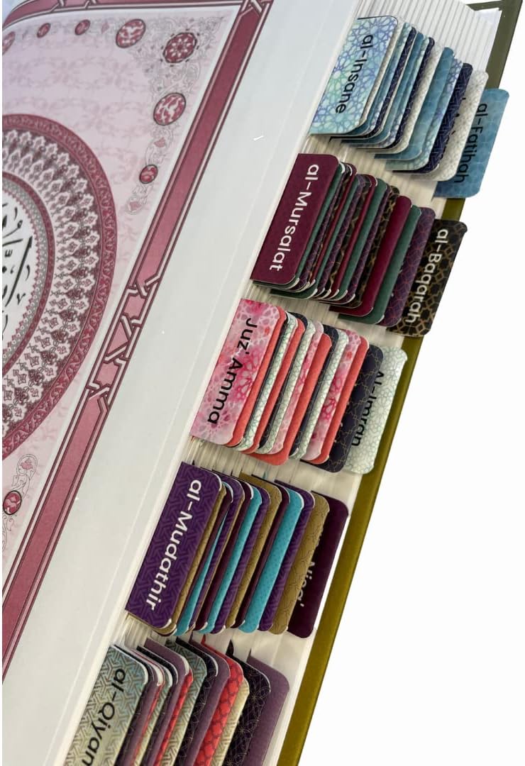 Quran Organizer Tabs, Quran Surah tabs, 80 Tabs, Laminated, Quran Study Journaling, Quran Accessories, Quran Index Tabs, Islamic Gifts, Colorful Islamic Geometric Designs, (English))