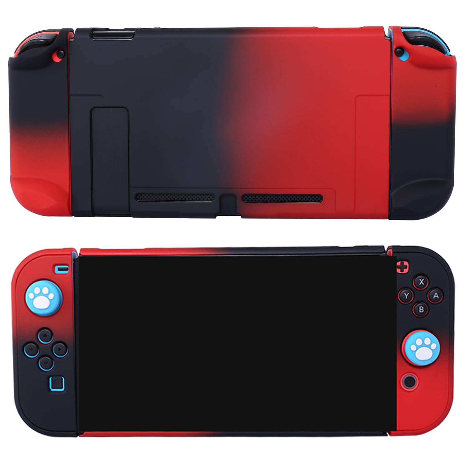 Comcool Étui de protection 3 en 1 pour Nintendo Switch et manette Joy-Con, avec film protecteur d'écran Rouge et noir