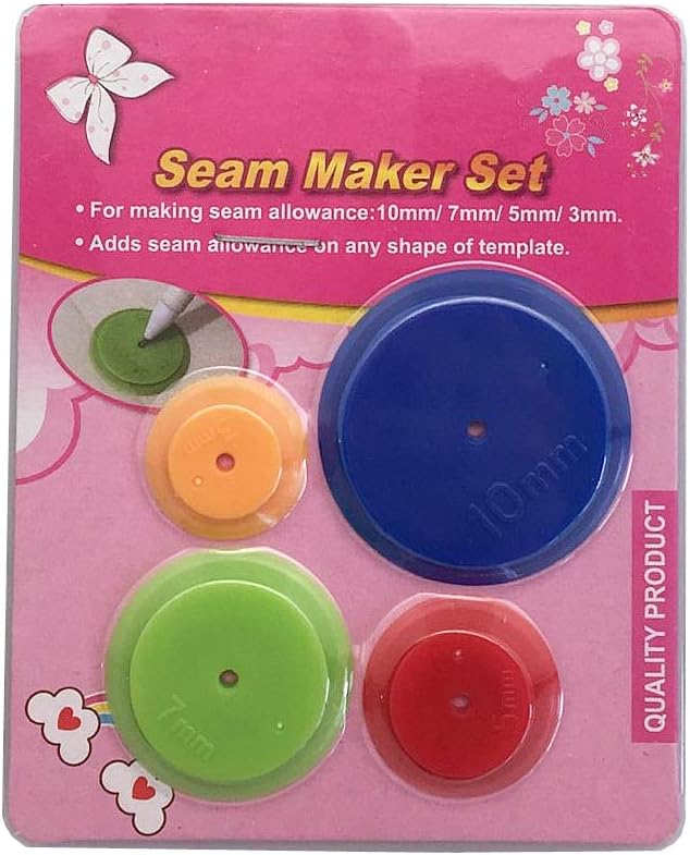 Fbshicung 4 Different Sizes Seam Admission Marker Set,Patchwork Tracing Wheel Circle Sewing Wheel Stitch Space Tracing DIY Sewing Craft Tools
