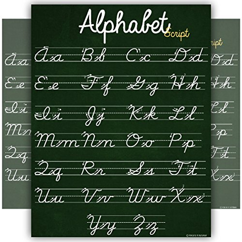 ABC Cursive Script Alphabet poster STANDARD SIZE chart LAMINATED teaching classroom decoration Young N Refined (18x24)