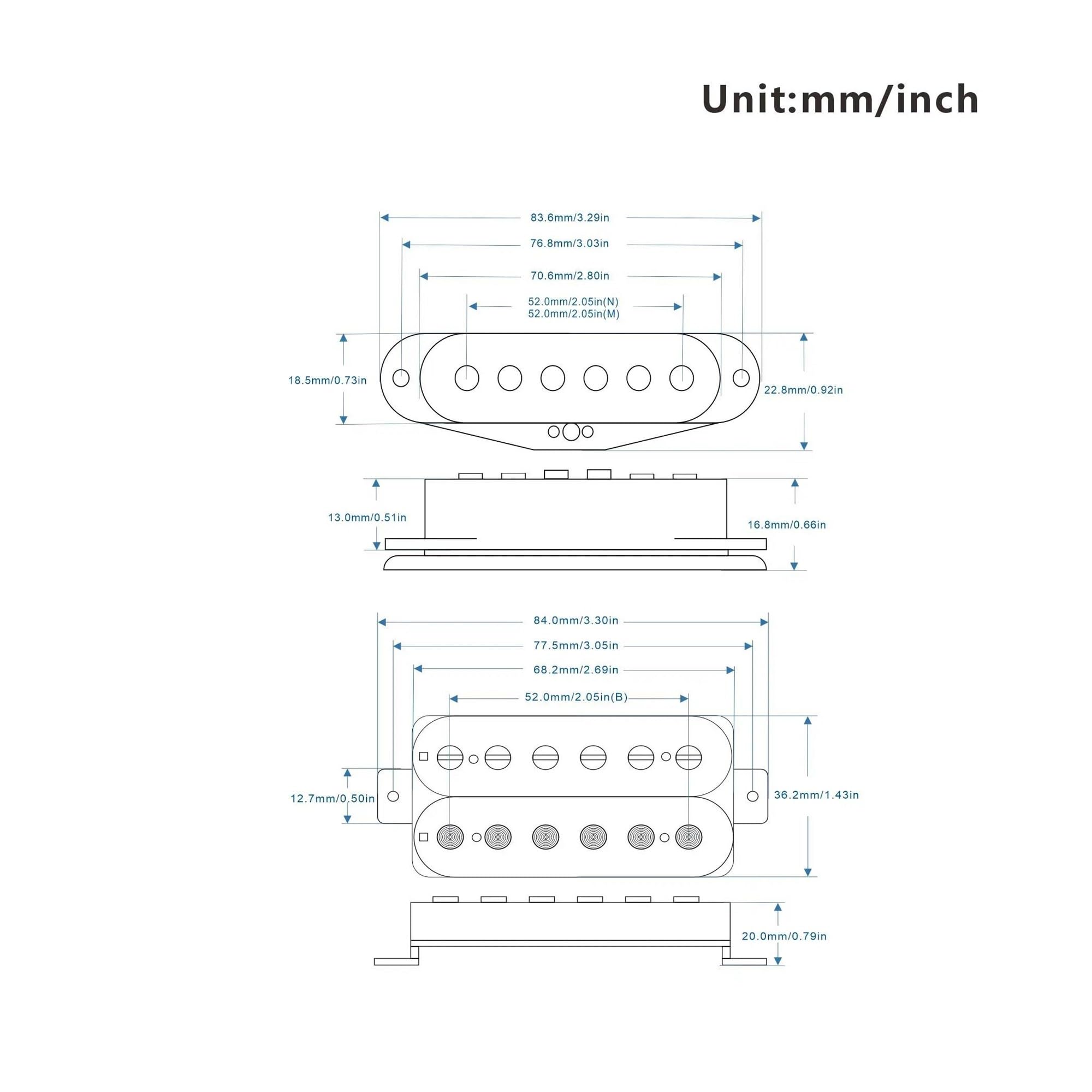 Alnico 5 Interleaved Pole Und High Output Gitarren Elektro Tonabnehmer SSH Kit Weiß