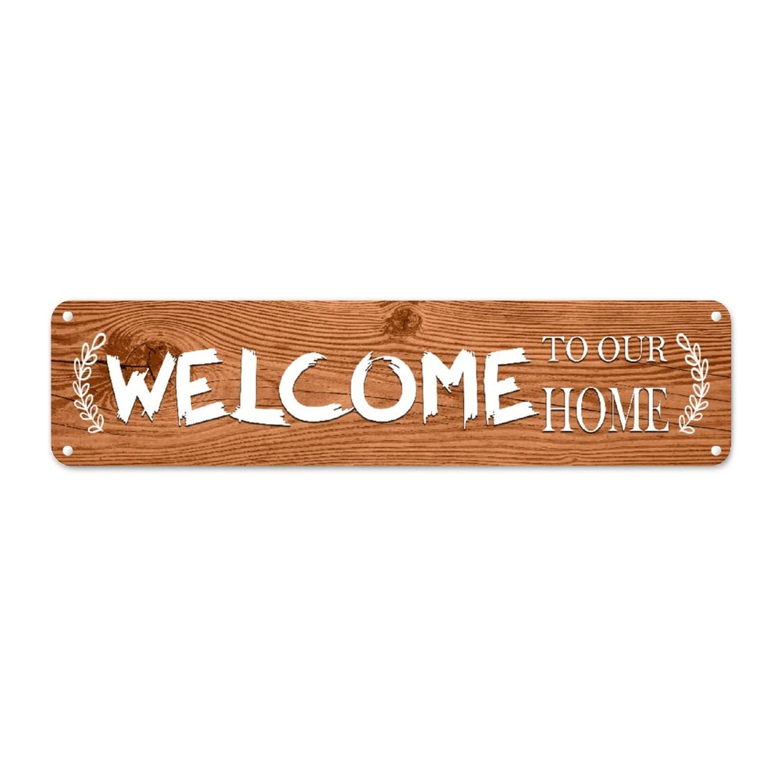 Panneau mural en métal Welcome To Our Home vintage noir de 61x15,2 cm pour la maison