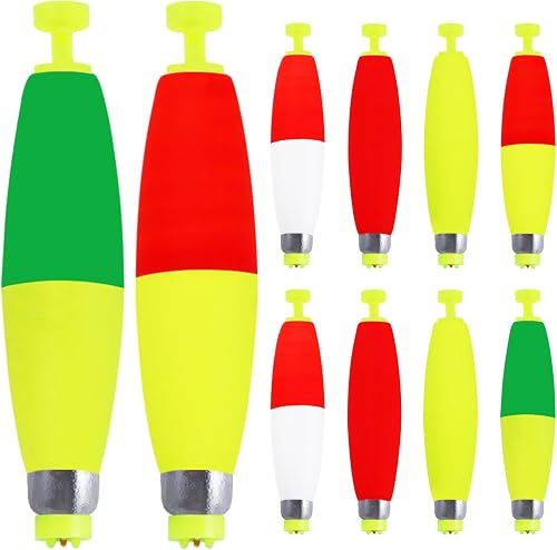 Weighted Fishing Bobbers丨Snap-On Peg Floats丨EVA Foam Spring Fishing Corks for Crappie Panfish Catfish (2.2in-10pcs)